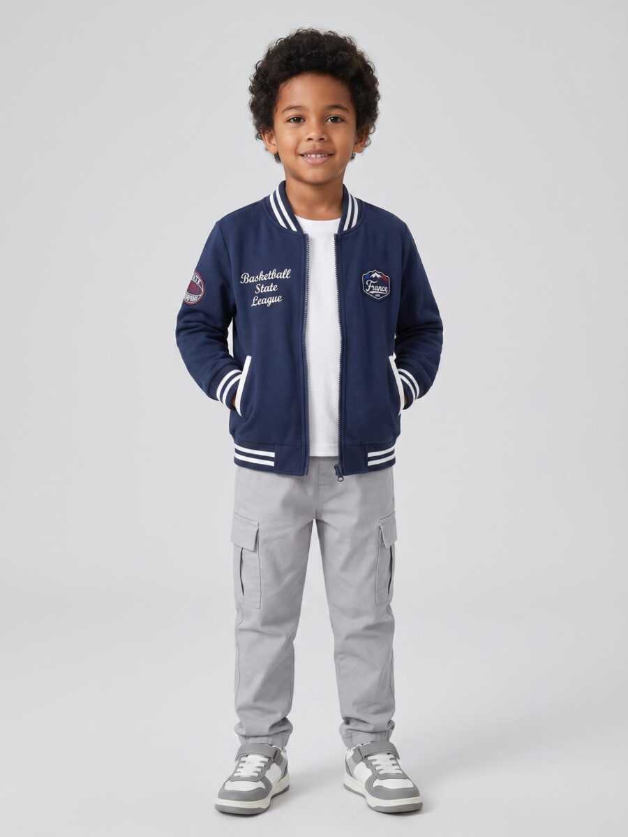Boys Varsity Baseball Jacket and Cargo Pants Set – French League Streetwear