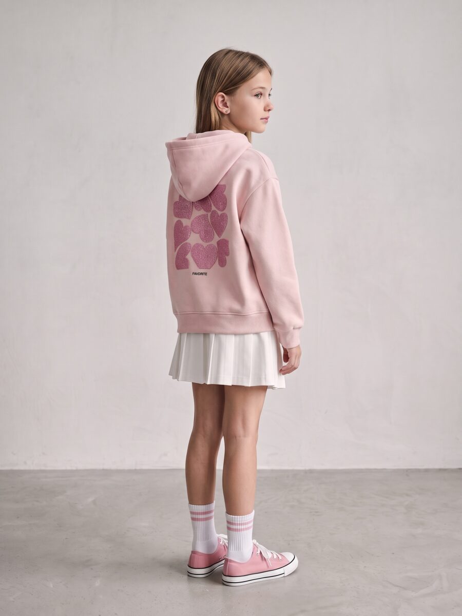 Girls Light Pink Pullover Hoodie Sweatshirt