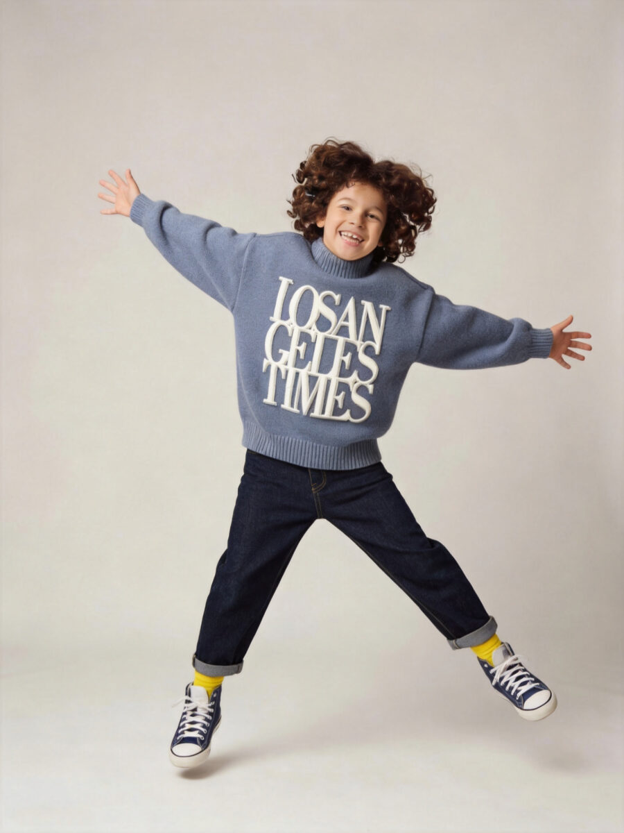 Boys Dusty Blue Mock Neck Knit Sweater