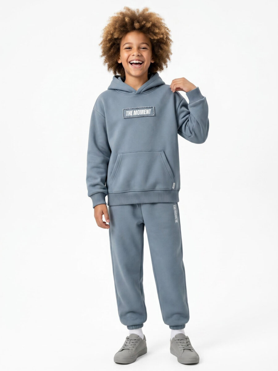 Boys Dusty Blue Hoodie Sweat Suit 2 Piece