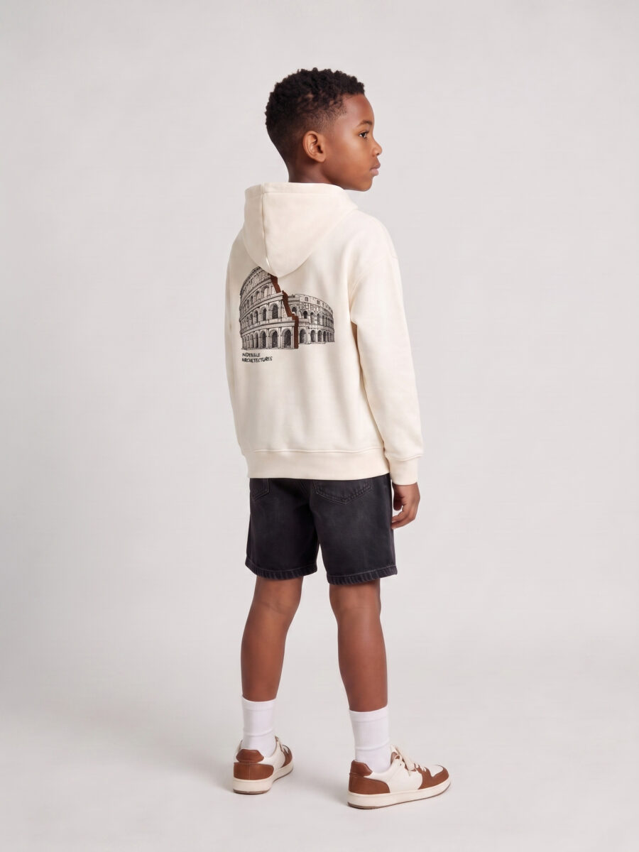 Boys Cream Pullover Hoodie Sweatshirt