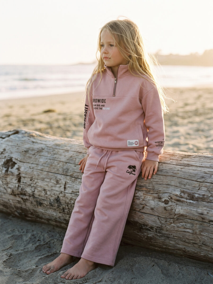 Girls Color Block Track Suit – Long Sleeve Zip-Up Jacket and Jogger Pants Set