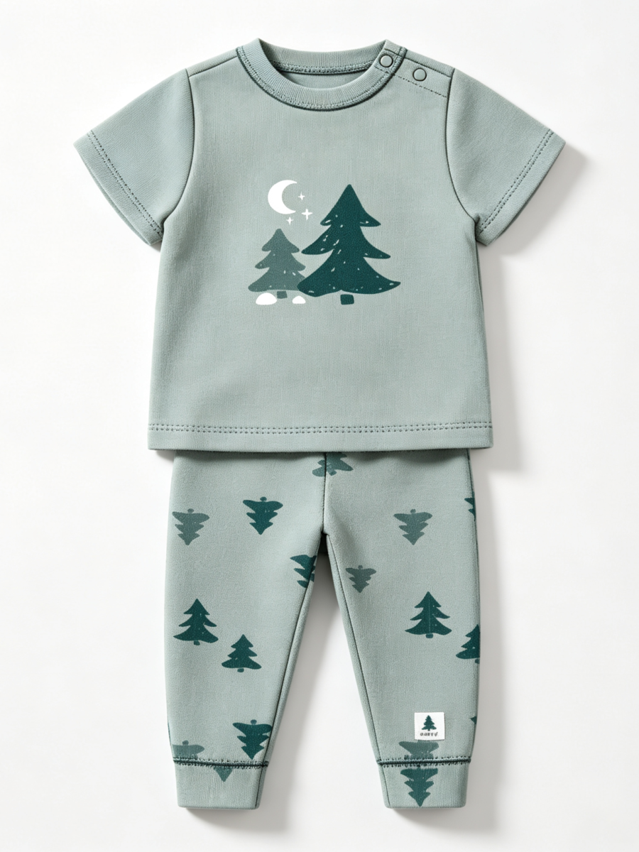 Baby Cotton Short-Sleeve & Pants Lightweight Pajamas Set