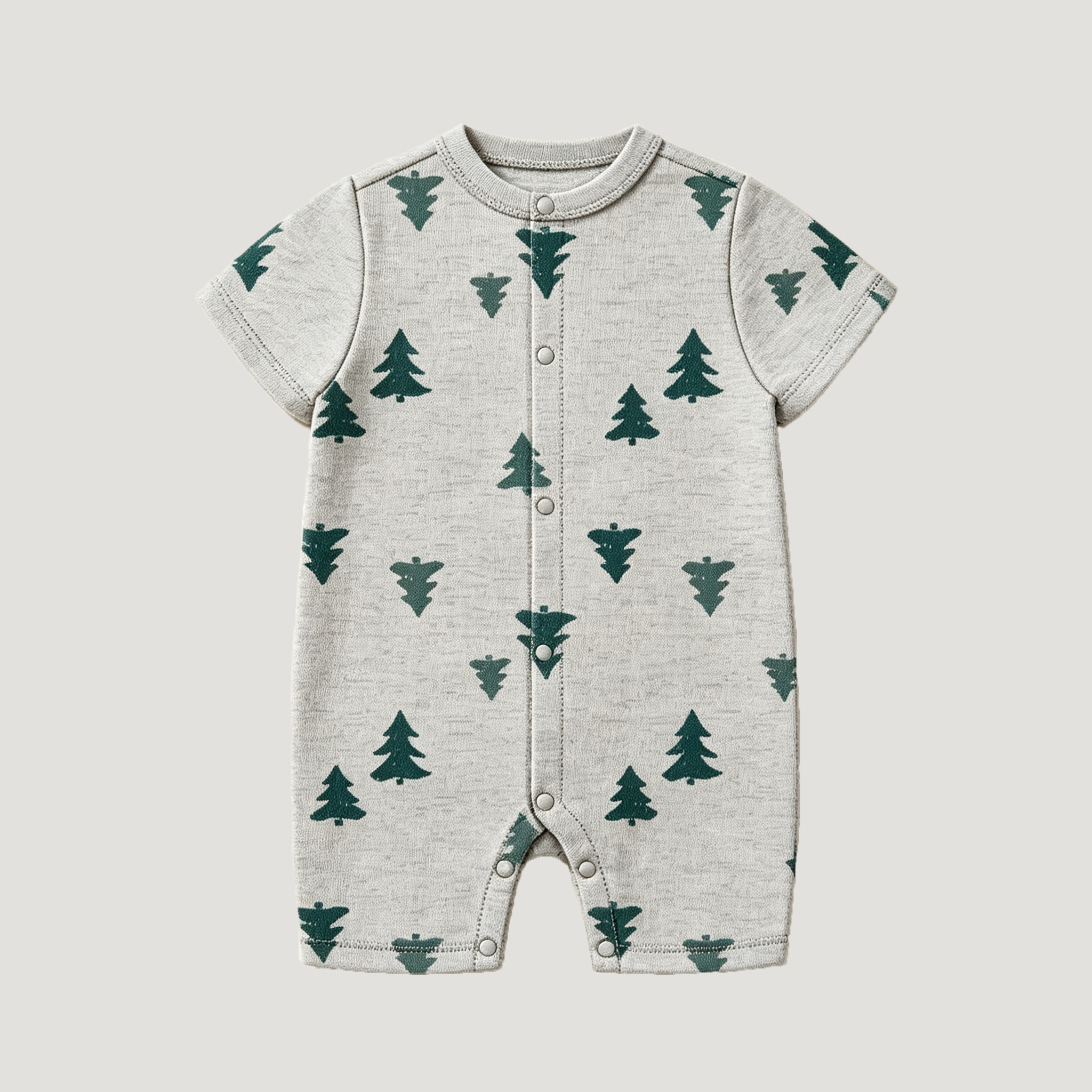Baby Cotton Short-Sleeve Pine Tree Print Romper Sleepwear