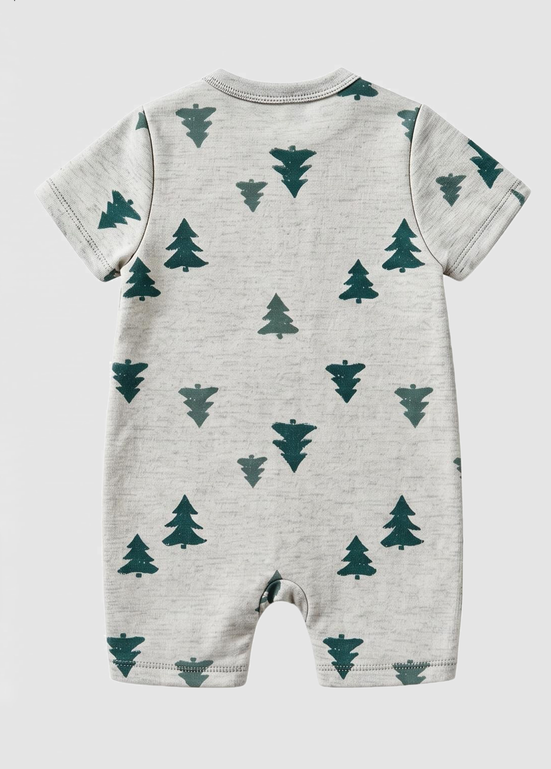 Baby Cotton Short-Sleeve Pine Tree Print Romper Sleepwear - 图片 4