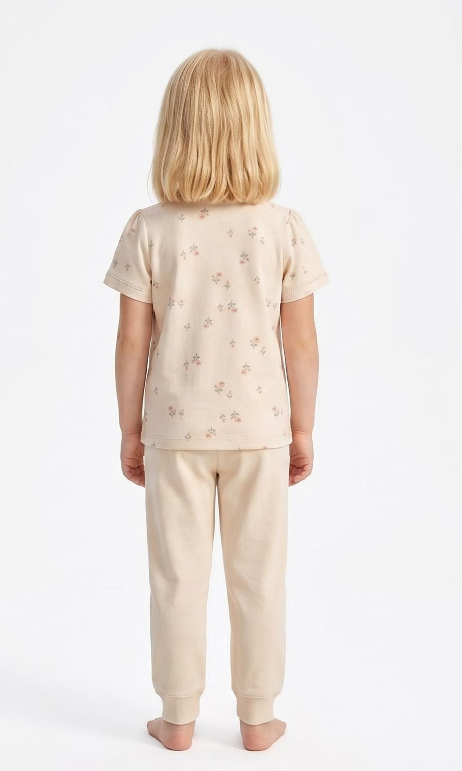 Baby Cotton Floral Short-Sleeve Pajamas Set with Bow - 图片 3