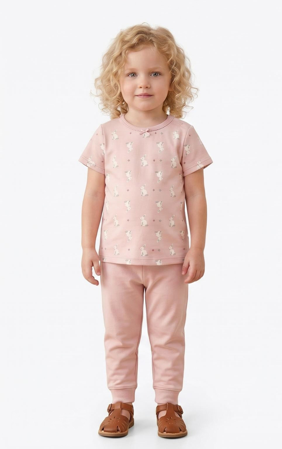Infant Summer Lightweight Cotton Short-Sleeve Top & Pants Set - 图片 2