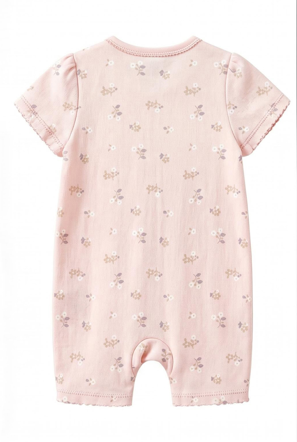 Baby Lightweight Floral Short Sleeve Romper, Lettuce Edge Baby Onesie - 图片 4