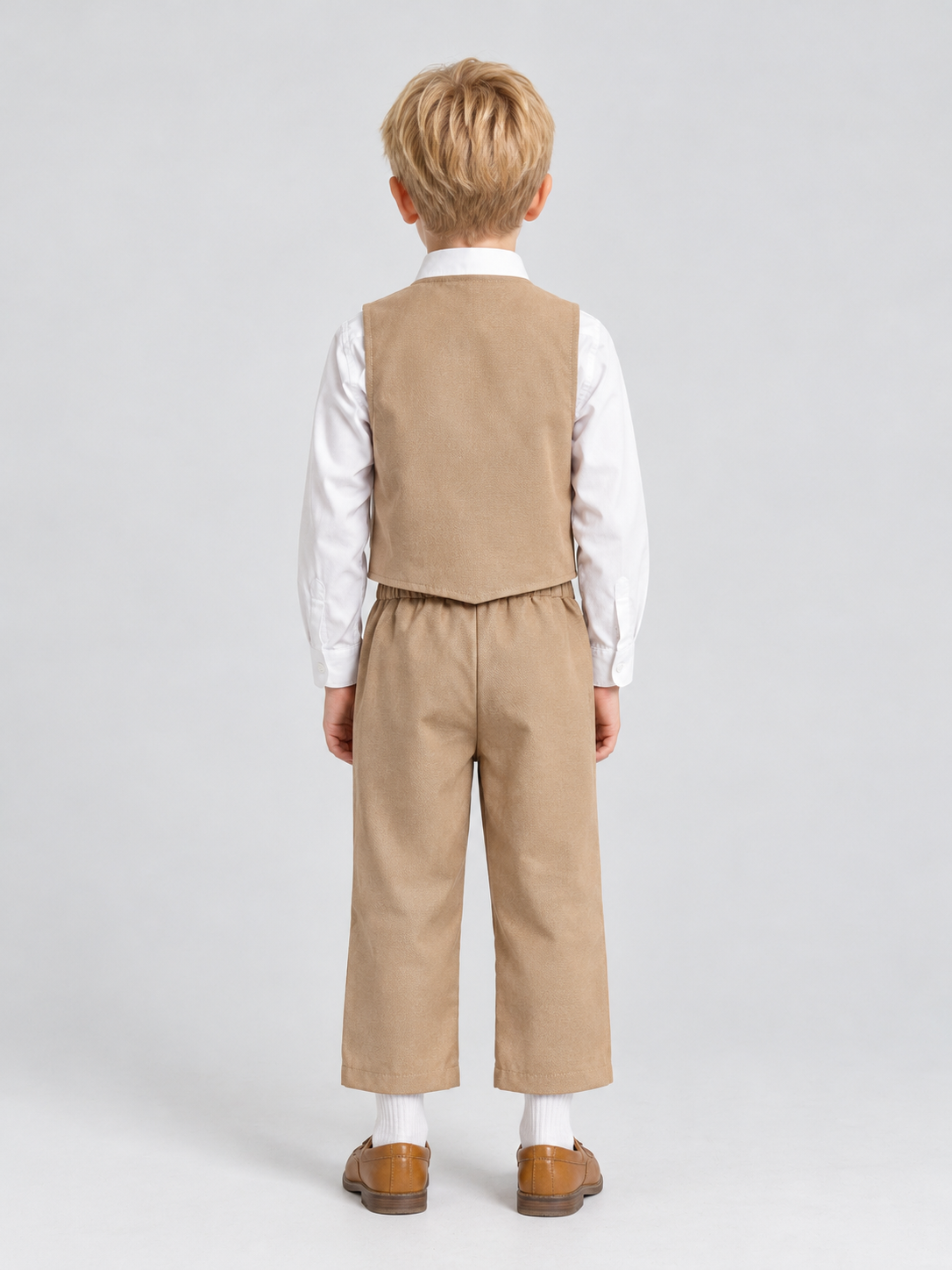 Boys British Style Vest Three-Piece School Uniform Set - 图片 2