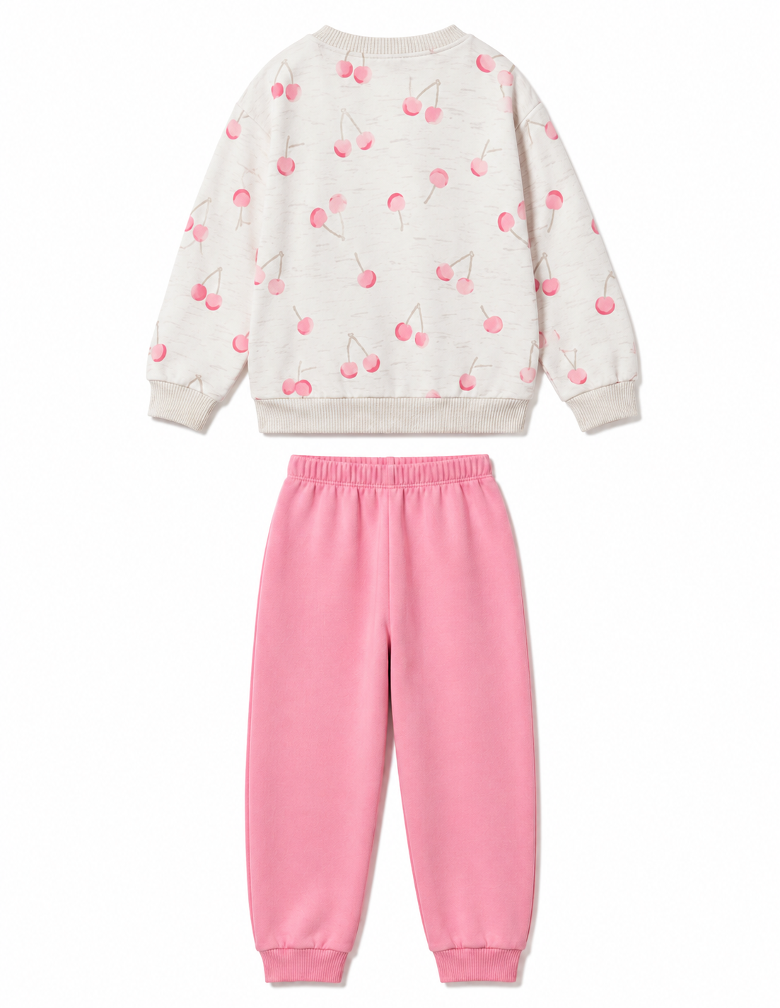 Kids Winter Thickened Cherry Print Sweatshirt & Jogger Pants Set - 图片 4