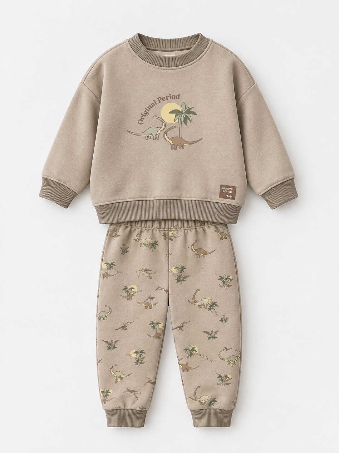 ids Autumn Winter Dinosaur Print Sweatshirt Set, Boys Long Sleeve Crew Neck Top & All Over Print Jogger Pants 2-Piece Outfit - 图片 3