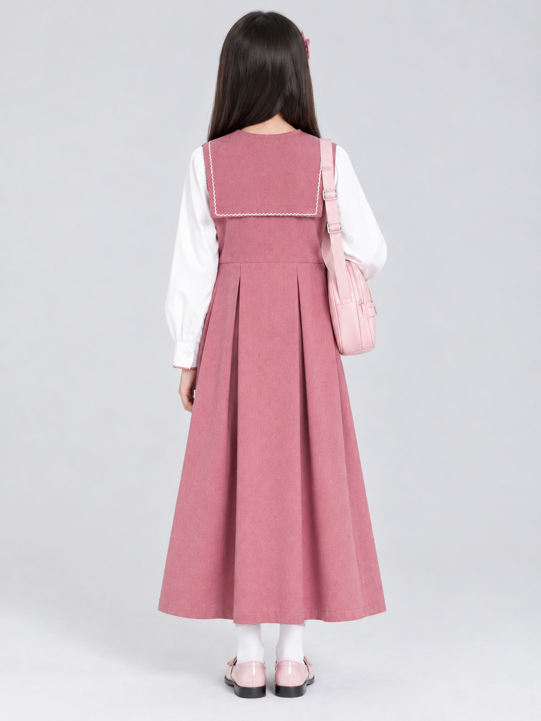 Girls' Embroidered Vest School Uniform Two-Piece Set - 图片 2