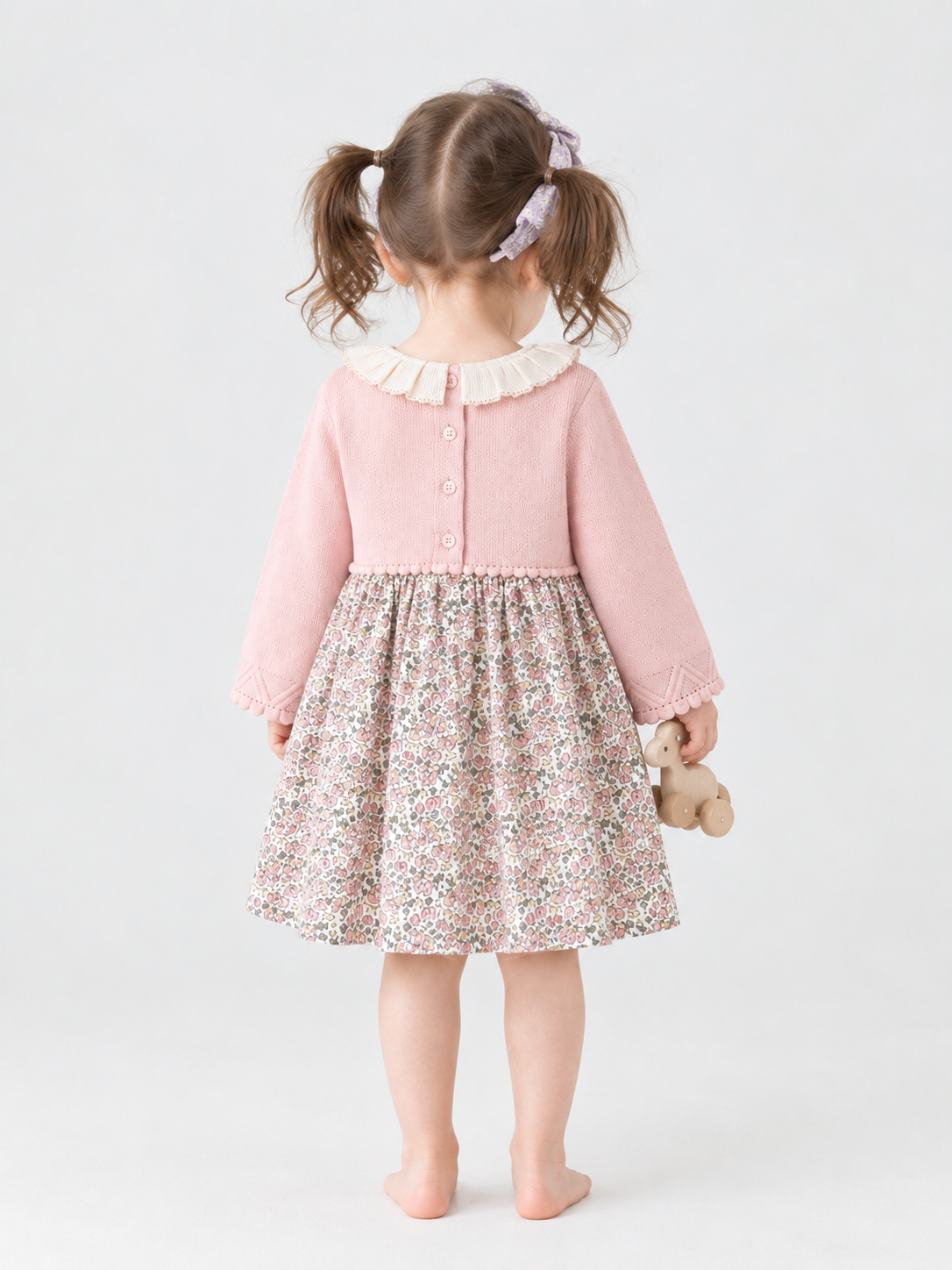 Cream All-Over Teddy Bear Print Sweatshirt and Pants Set - 图片 2