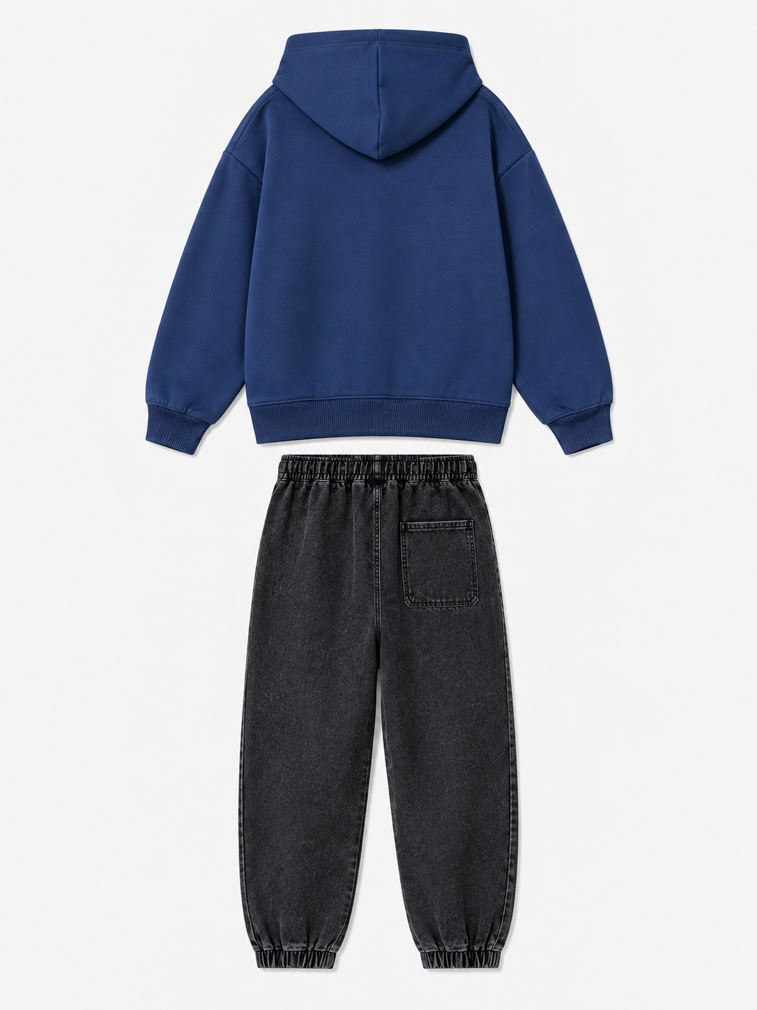 Kids Winter Thickened Knit Denim Pants - Elastic Cuffs - 图片 3