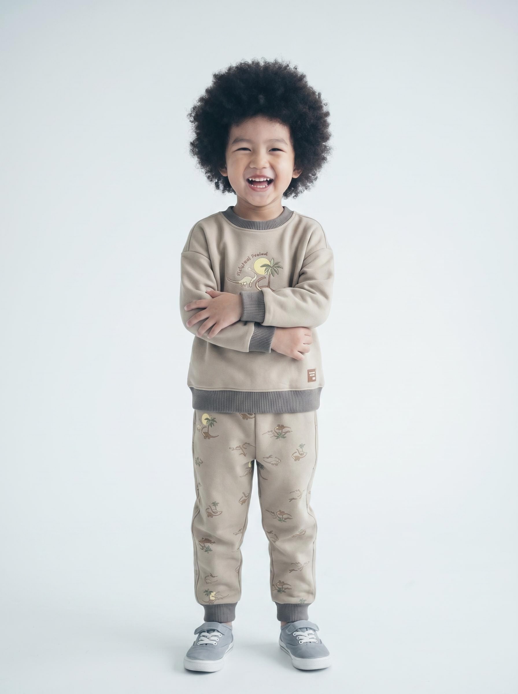 ids Autumn Winter Dinosaur Print Sweatshirt Set, Boys Long Sleeve Crew Neck Top & All Over Print Jogger Pants 2-Piece Outfit - 图片 2
