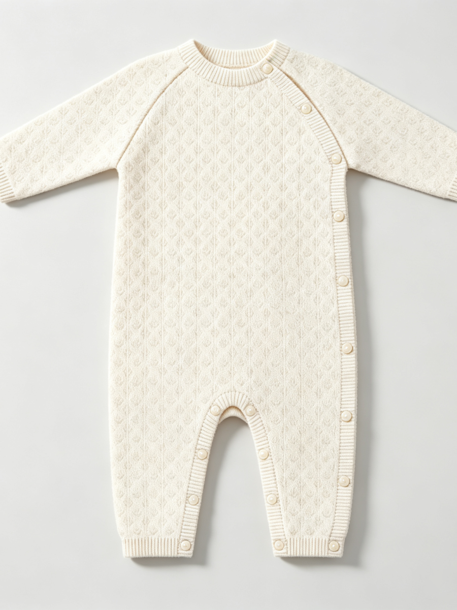 Baby Winter Cable Knit Romper, Long Sleeve Warm Sweater Onesie