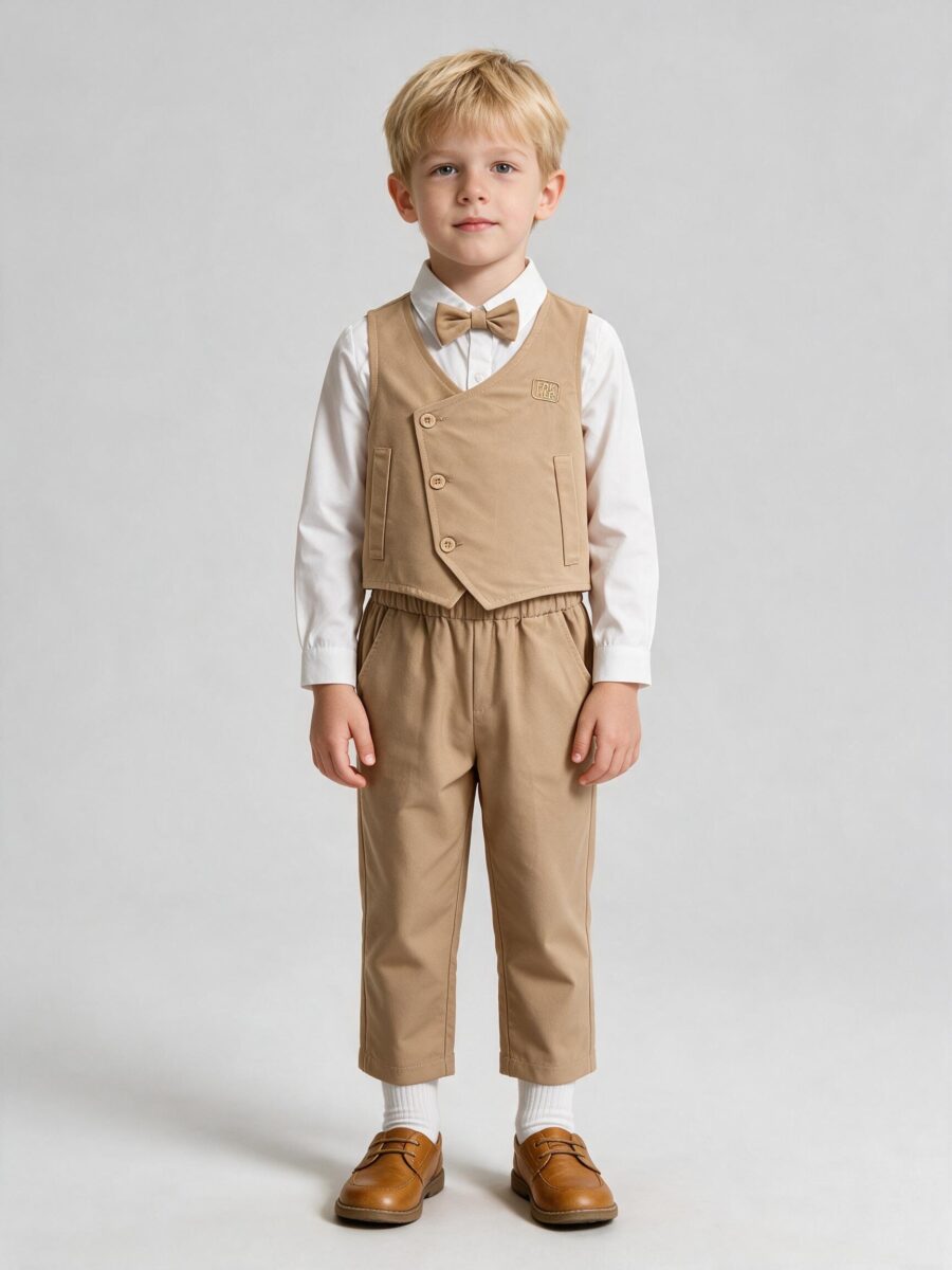 Boys British Style Vest Three-Piece School Uniform Set